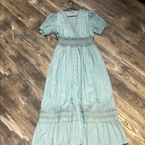 Light Blue Lace Trim Dress